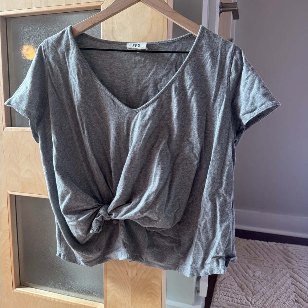 Sezane Gray Knot Front Tee